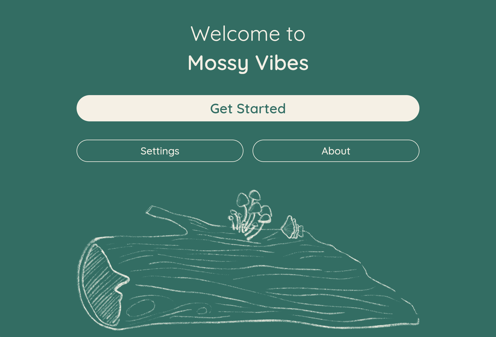 screenshot of Mossy Vobes, a reading based meditation app